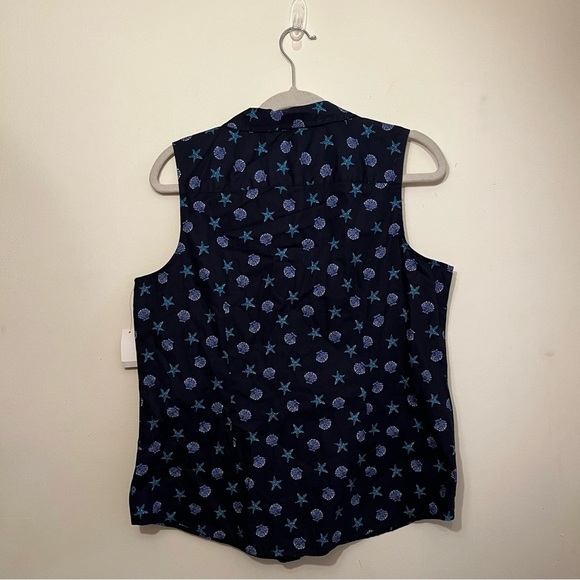 Talbots Blue Sleeveless Button Down Shirt - Picture 5 of 5